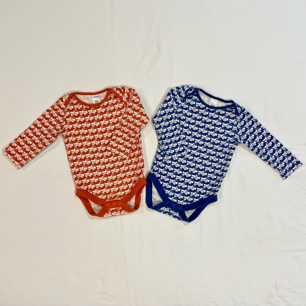 Baby Boden Dump Truck Bodysuit Boys 6-12M 2 Piece Set Long Sleeves Mini Bodies